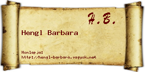 Hengl Barbara névjegykártya